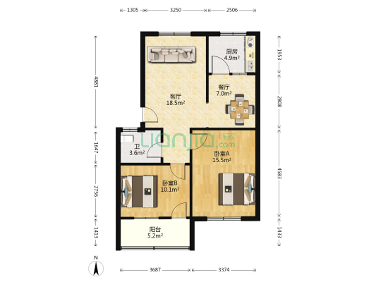 灵山大街217号 2室2厅1卫 79平方