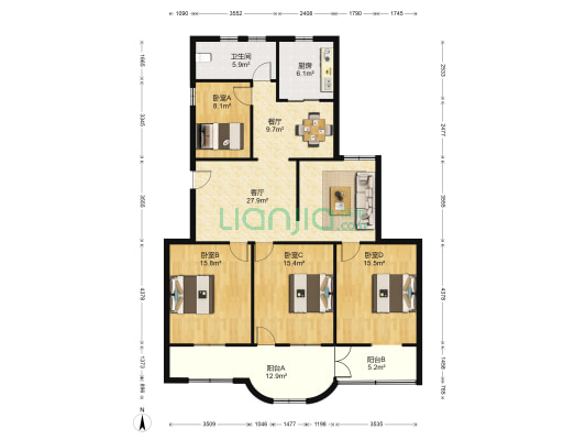 长江中路28号 4室2厅1卫 144平方