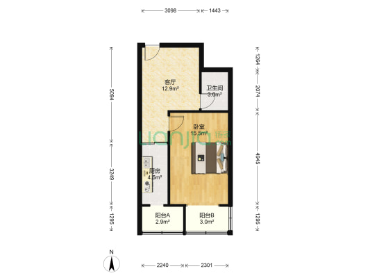 程春里 1室1厅1卫 48平方