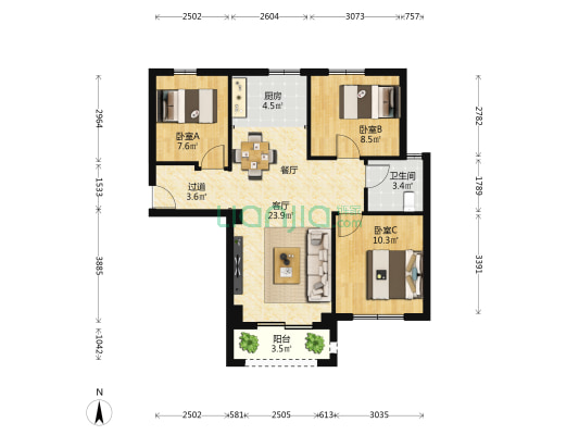 建发翔城国际北区 3室1厅1卫 89平方