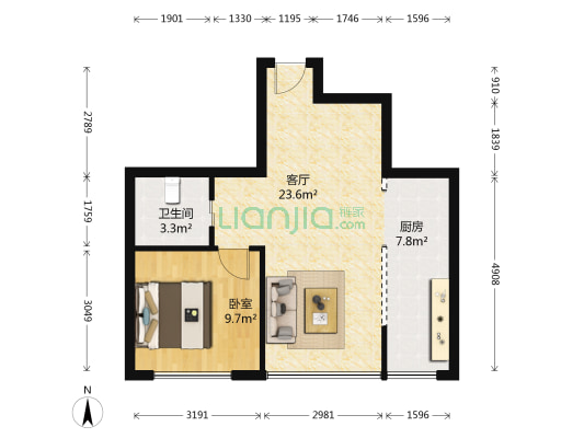 鑫丰雍景豪城 1室1厅1卫 59平方