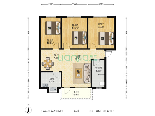 水南街南巷86号 3室2厅1卫 101平方