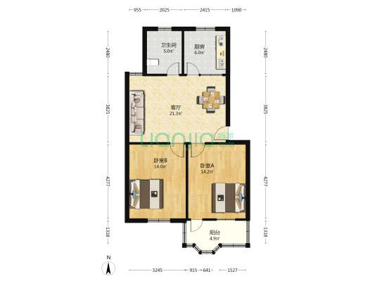 三星新村 2室1厅1卫 79平方