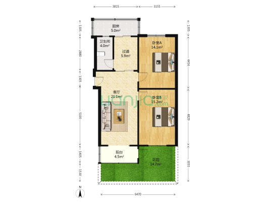 枣子巷47号 2室1厅1卫 75平方