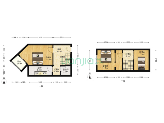 仓南胡同14号院 3室1厅1卫 65平方