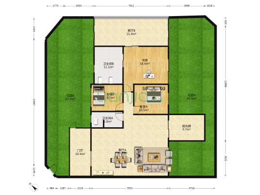 九鼎水郡 3室2厅2卫 124平方