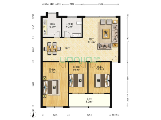 岘山小区 3室1厅1卫 129平方