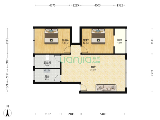 石灰市西巷8号 2室1厅1卫 95平方