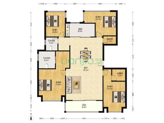 中和府 4室1厅2卫 186平方