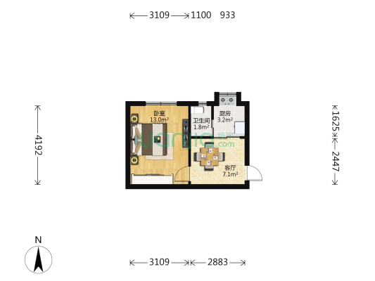 杨家厂 1室1厅1卫 31平方