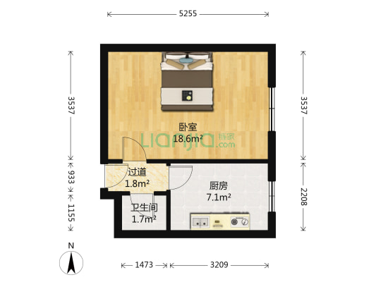 丁安里 1室0厅1卫 43平方
