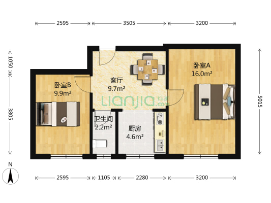 后坨里 2室1厅1卫 56平方