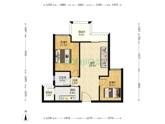 华福58 2室1厅1卫 70平方