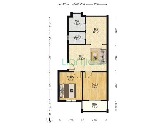 行署路16号 2室2厅1卫 62平方