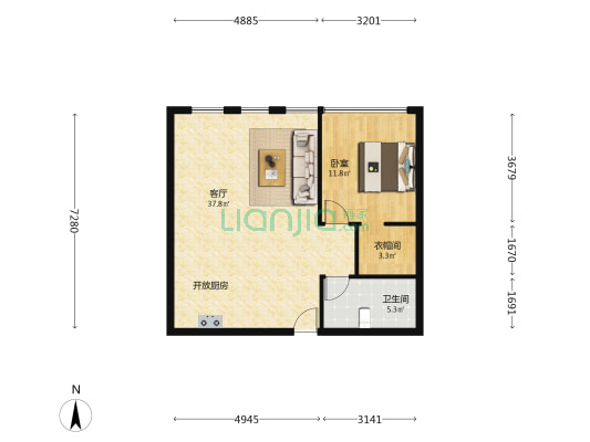 江湾道壹号 1室1厅1卫 106平方