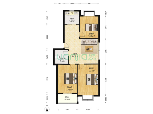 晓庄教师公寓 3室1厅1卫 97平方