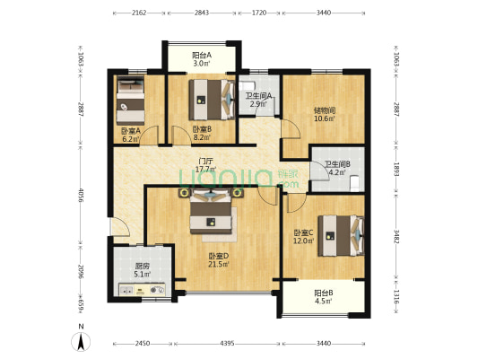太乙城时光里 4室0厅2卫 127平方