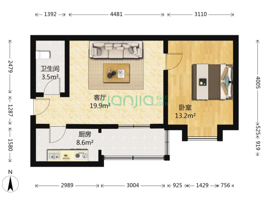 腾飞园 1室1厅1卫 63平方