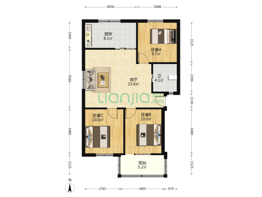 桑园新村南区 3室1厅1卫 84平方