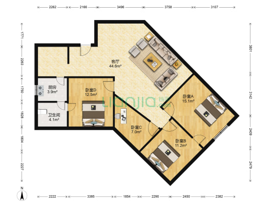 金桂苑(徐汇) 4室1厅1卫 140平方