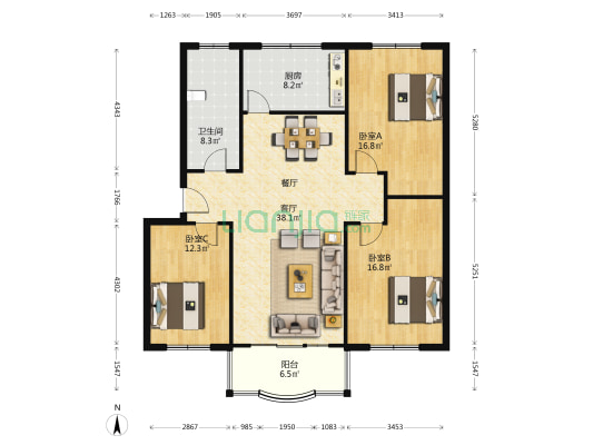 福安花苑南区 3室1厅1卫 123平方