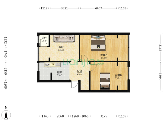 观水巷6号 2室1厅0卫 64平方