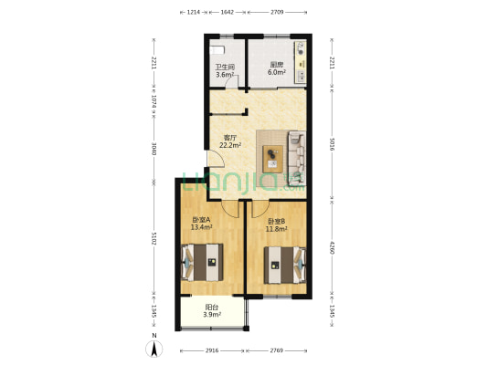 金富小区 2室1厅1卫 78平方