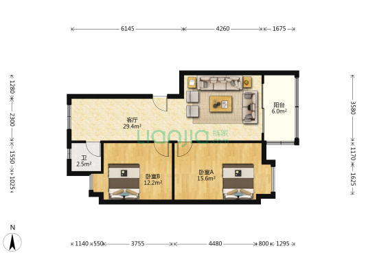 逸日雅居 2室1厅1卫 83平方
