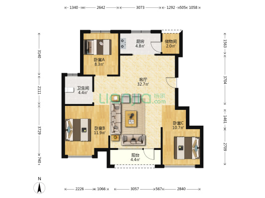 峰山怡景北区 3室1厅1卫 105平方