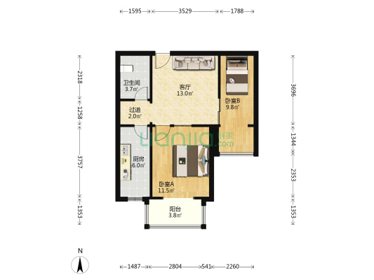 康平园 2室1厅1卫 62平方