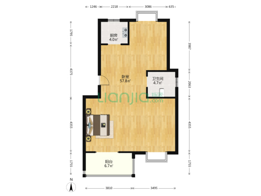金盛田阳光青城一期 1室0厅1卫 89平方