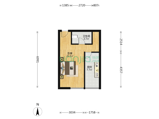 兴旺小爱同学 1室0厅1卫 48平方