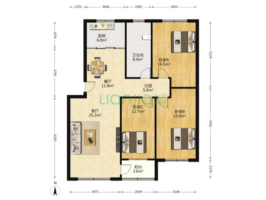 后埠新村 3室2厅1卫 129平方