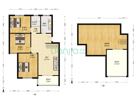 上海花园 3室1厅1卫 102平方