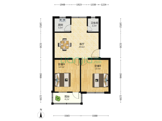 陈村水厂宿舍区 2室1厅1卫 61平方