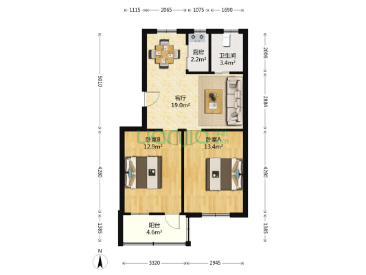 舜北新村二小区 2室1厅1卫 70平方