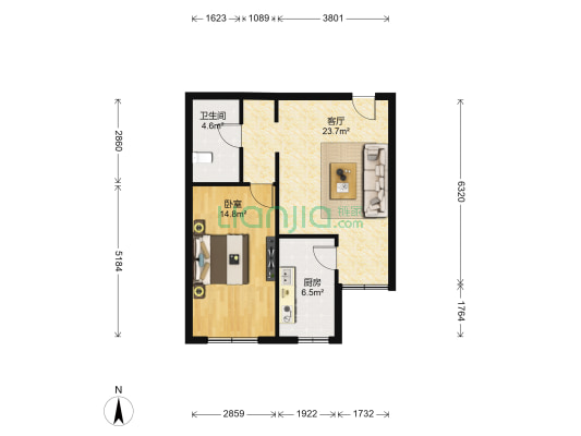 天通西苑二区 1室1厅1卫 61平方