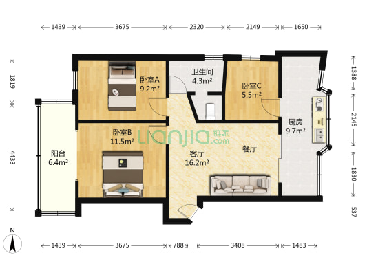 环城西路591号 3室1厅1卫 63平方