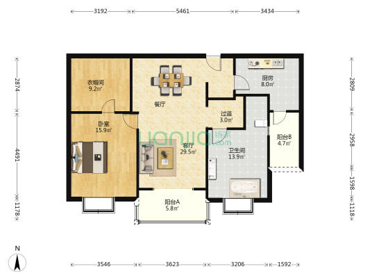 盛大金磐 1室1厅1卫 121平方