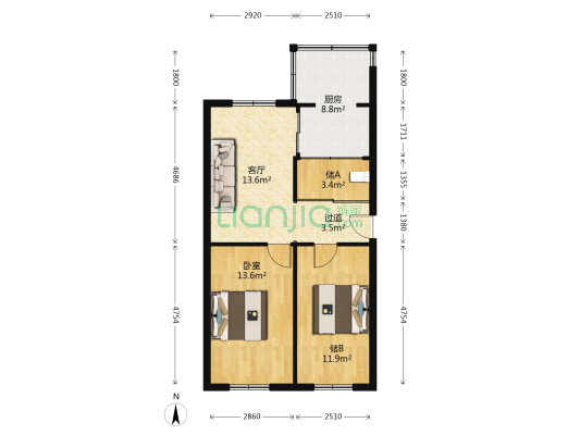 崇建小区 1室1厅0卫 70平方