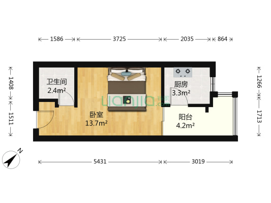 正源橡园 1室0厅1卫 34平方