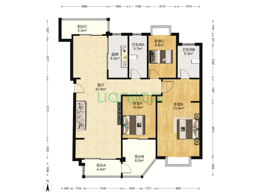 审计署重庆办小区 3室1厅2卫 142平方