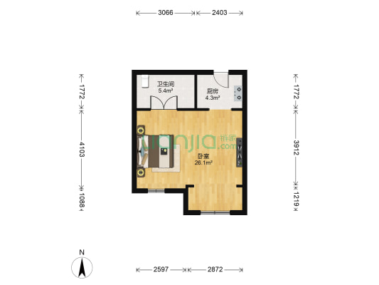 国信南山桃花源 1室0厅1卫 52平方