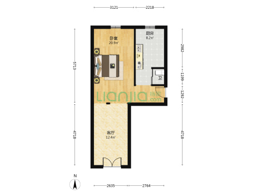 一街区 1室1厅1卫 59平方