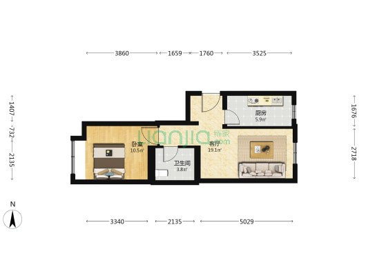 中建学府印悦 1室1厅1卫 61平方