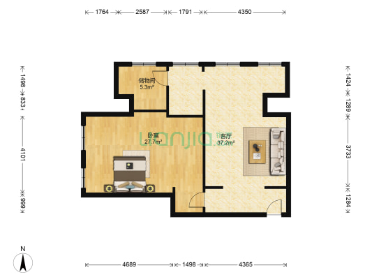 珠江国际大厦 1室1厅0卫 128平方