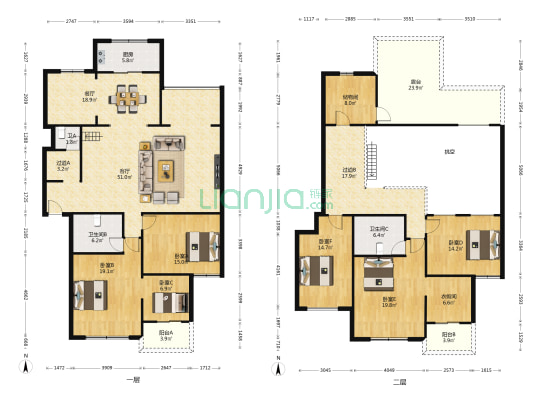 江东花园二号院 6室2厅3卫 259平方