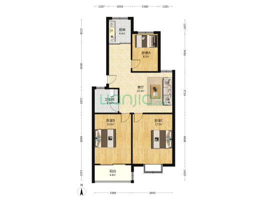 明阳花园 3室1厅1卫 99平方