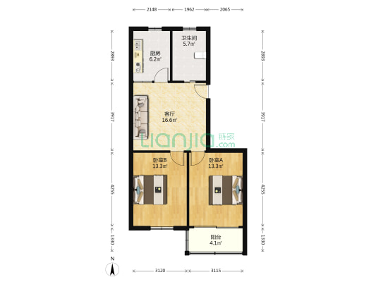 南城河岸 2室1厅1卫 74平方
