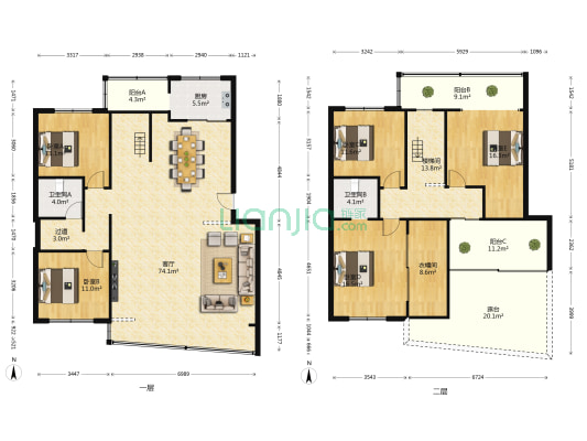 云锡花园三期 5室1厅2卫 218平方